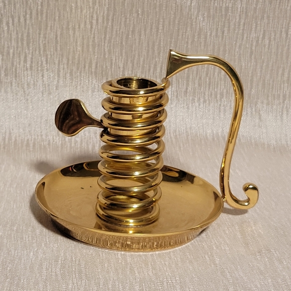 Partylite Solid Brass Candlestick Adjustable Candle Height - Picture 1 of 7